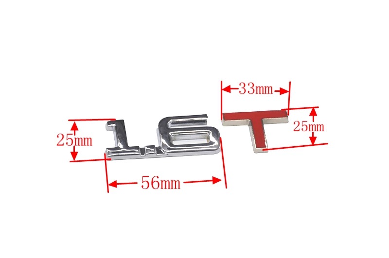 Tem decal chữ kim loại 1.6T dán xe ô tô