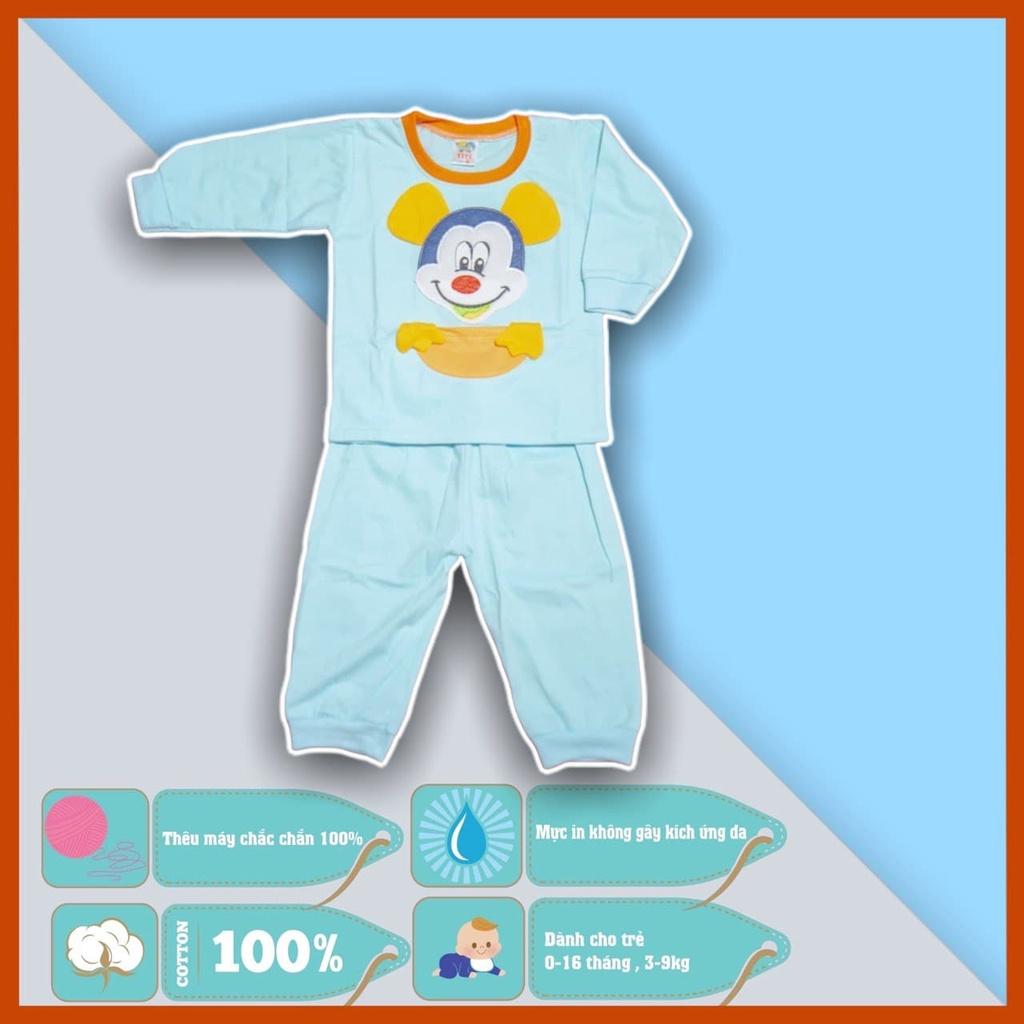 Set áo quần trẻ em sơ sinh HÀNG SẴN thêu chuột mickey - 5 màu - dành cho trẻ 3 - 9kg - cotton 100%
