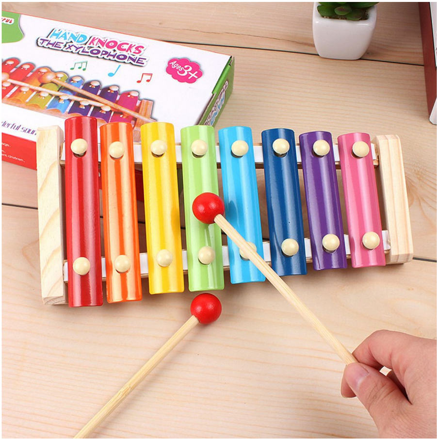 Đàn mộc cầm Xylophone 8 âm phiên bản mini cho bé - Chất liệu gỗ an toàn thân thiện - Kích thước 25cm