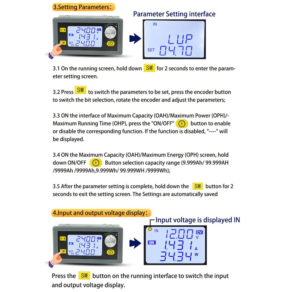 LCD Display CNC Adjustable Direct Current Stabilized Voltage Power Supplys Constant Voltage and Constant Current 20A 1200W Step-down Module
