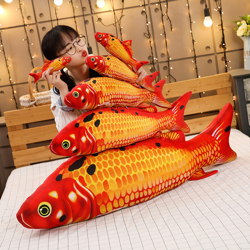 Thú Bông Hình Cá Koi 3d, Cá Chép 3d Dễ Thương Siêu Thật (30cm---1m2) Gối Ôm Cá Koi 3d, Cá Chép 3d Độc Đáo, Mềm Mịn, Hàng Xịn Cao Cấp (Tặng Kèm 1 Ví Bóp Đựng Thẻ Xinh Xắn Như Hình)