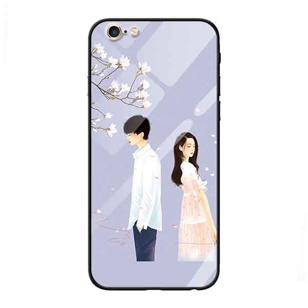 Ốp lưng kính cường lực cho iPhone 6 Plus /6s Plus Nền Cặp Đôi Nền Tím - Hàng Chính Hãng