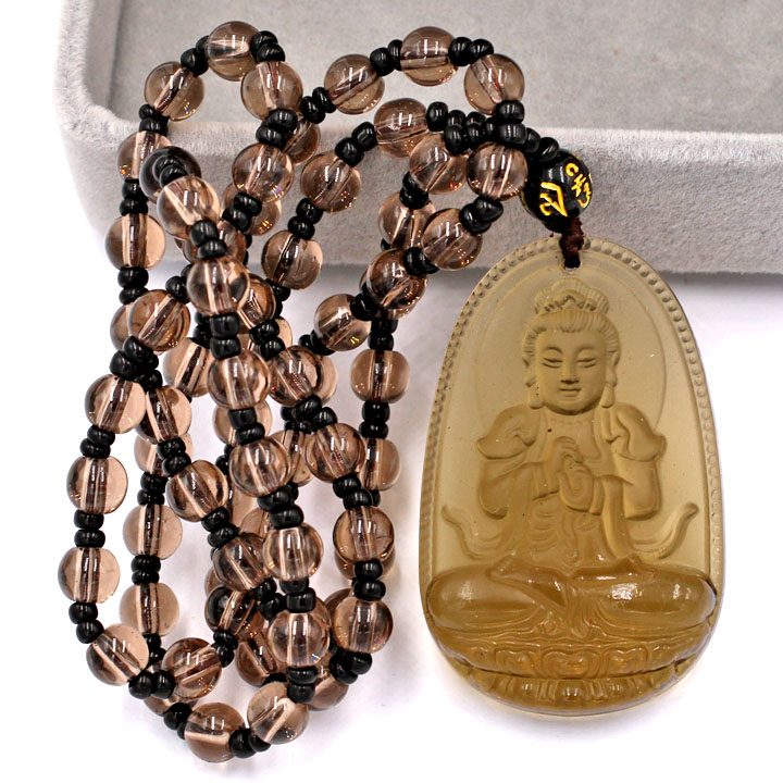 Vòng cổ Đại Nhật như lai thạch anh khói 5 cm