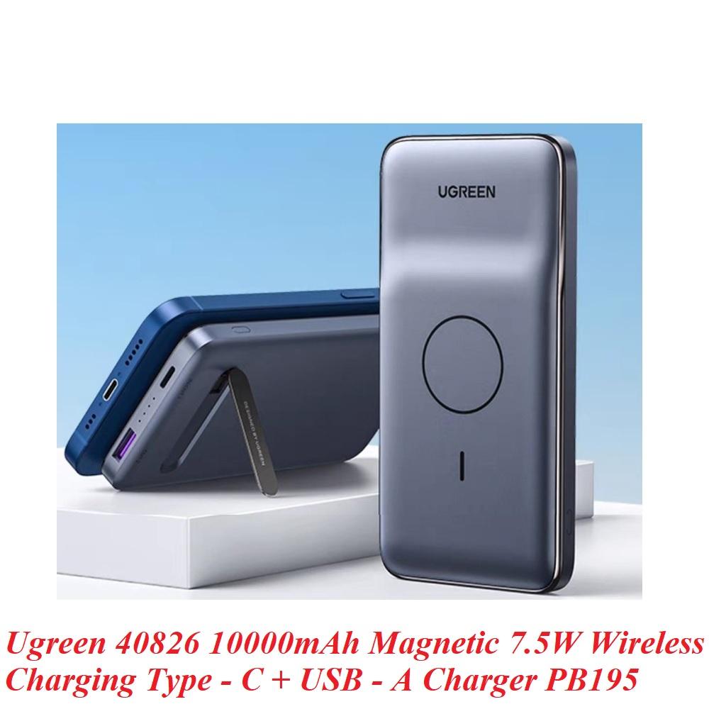 Ugreen UG40826PB195TK 10000mAh 20W Qi7.5W Pin sạc dự phòng không dây + USB A QC3.0 + USB-C PD - HÀNG CHÍNH HÃNG