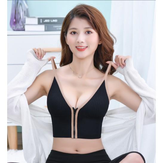 Áo Bra Đẹp ️️ Áo Bra Khóa Kéo Nâng Ngực - Bra 2 Dây Cổ V Trước Cá Tính Mềm Mại Siêu Sexy