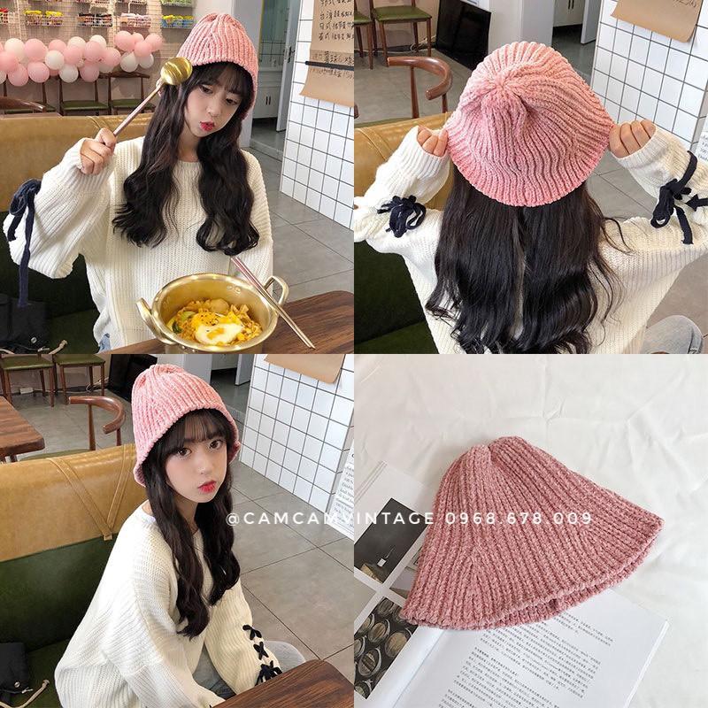 MŨ BUCKET NÓN BUCKET ULZZANG LEN DỆT KIM SIÊU MỀM MỊN