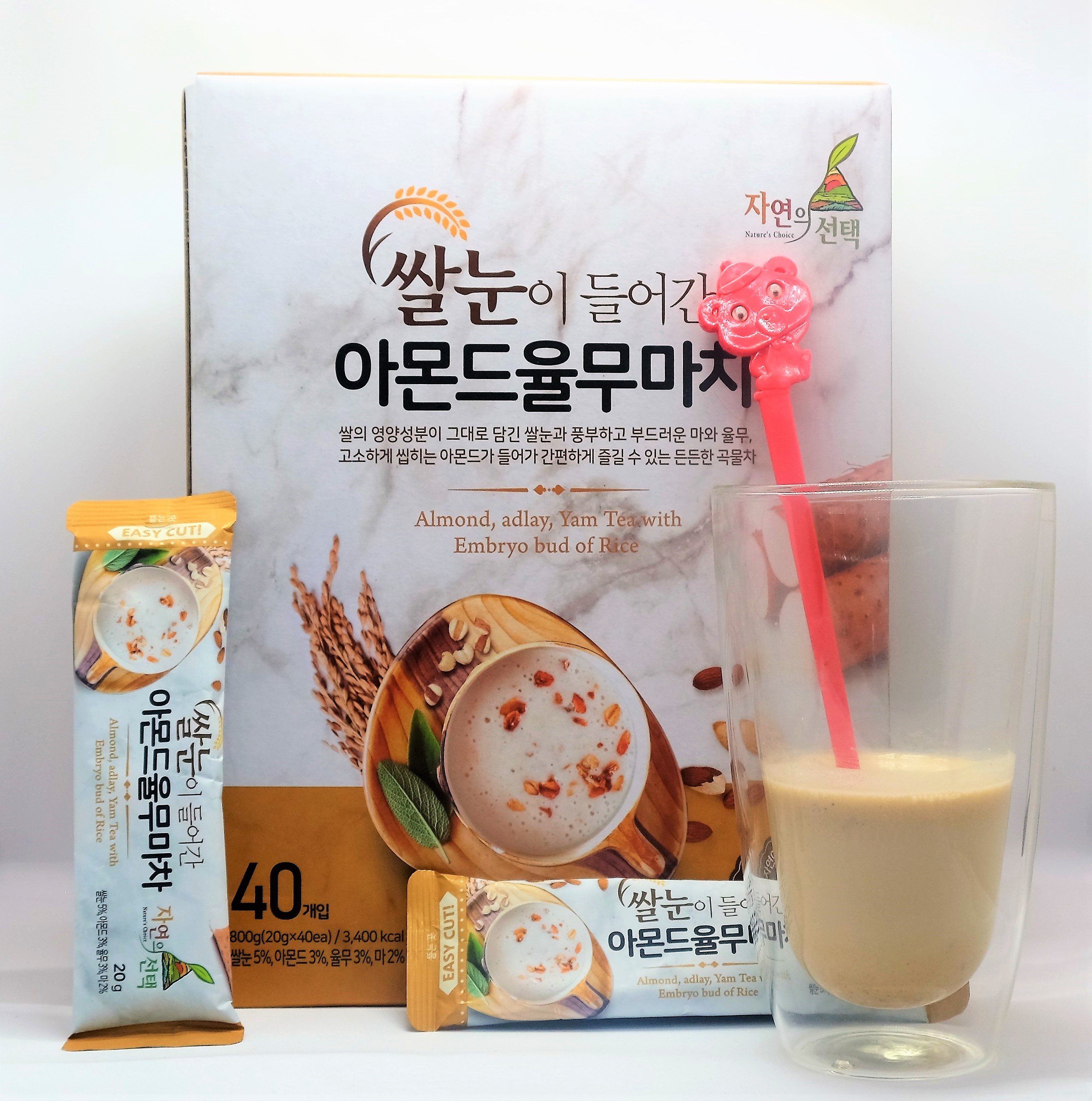 Bột ngũ cốc Hàn Quốc N-Choice Hạnh nhân, ý dĩ, củ mài và gạo mầm 800g – hộp 40 gói x 20g / gói