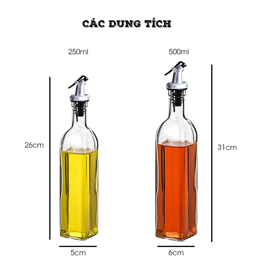 Chai thuỷ tinh rót dầu, nước mắm