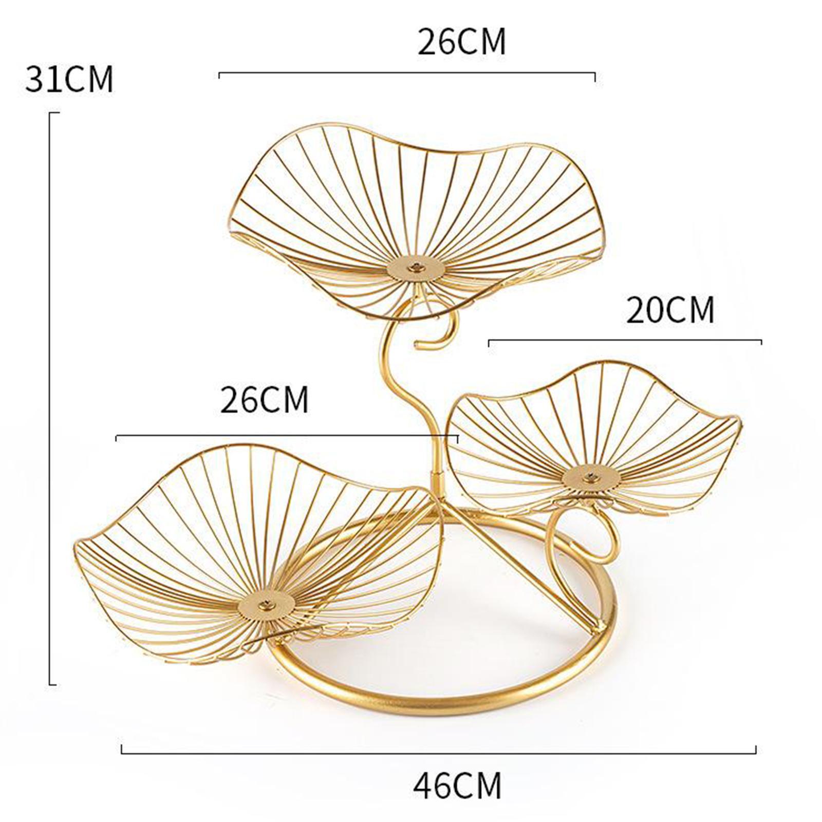 Lotus Leaf Fruit Bowl Display Basket Iron Wire Fruit Holder Dish 3 Tier