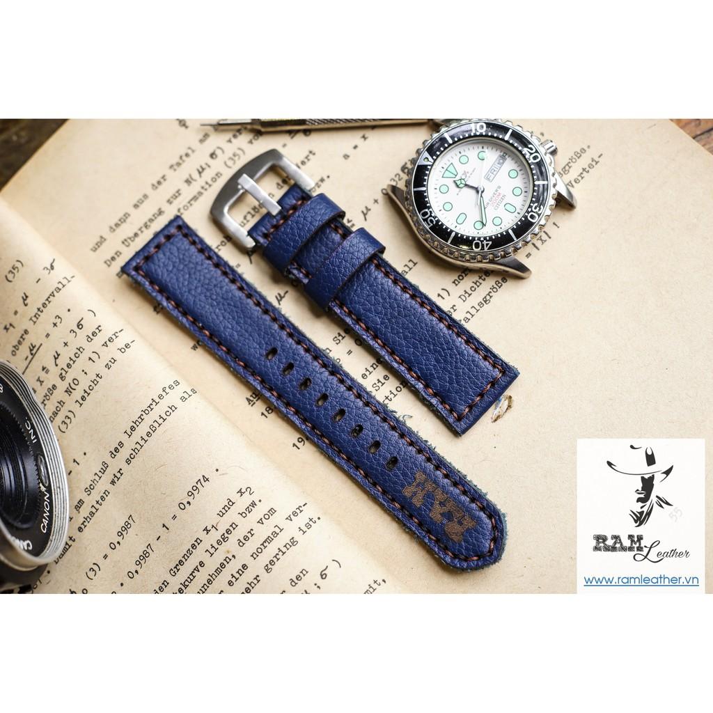 DÂY ĐỒNG HỒ DA BÒ THẬT XANH NAVY – RAM CLASSIC 1958 CHÍNH HÃNG