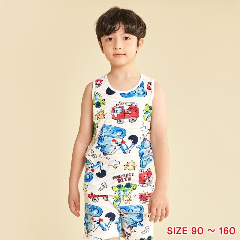 Đồ bộ quần áo ba lỗ cotton cho bé trai, bé gái mặc nhà mùa hè Unifriend Quốc U2022-11. Size đại trẻ em 5, 6, 8, 10 tuổi