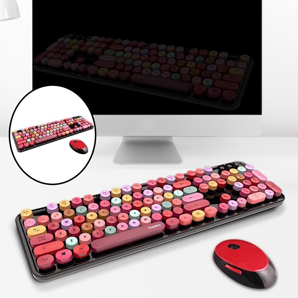 Mixed Color Wireless Keyboard and Mouse 104 Colorful Red Mixed Color