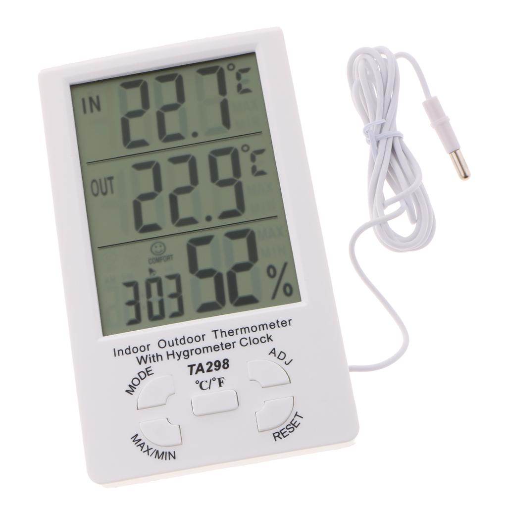 TA298 Digital Hygrometer Indoor Thermometer Humidity Gauge with Test Probe, Temperature Humidity MonitorProbe