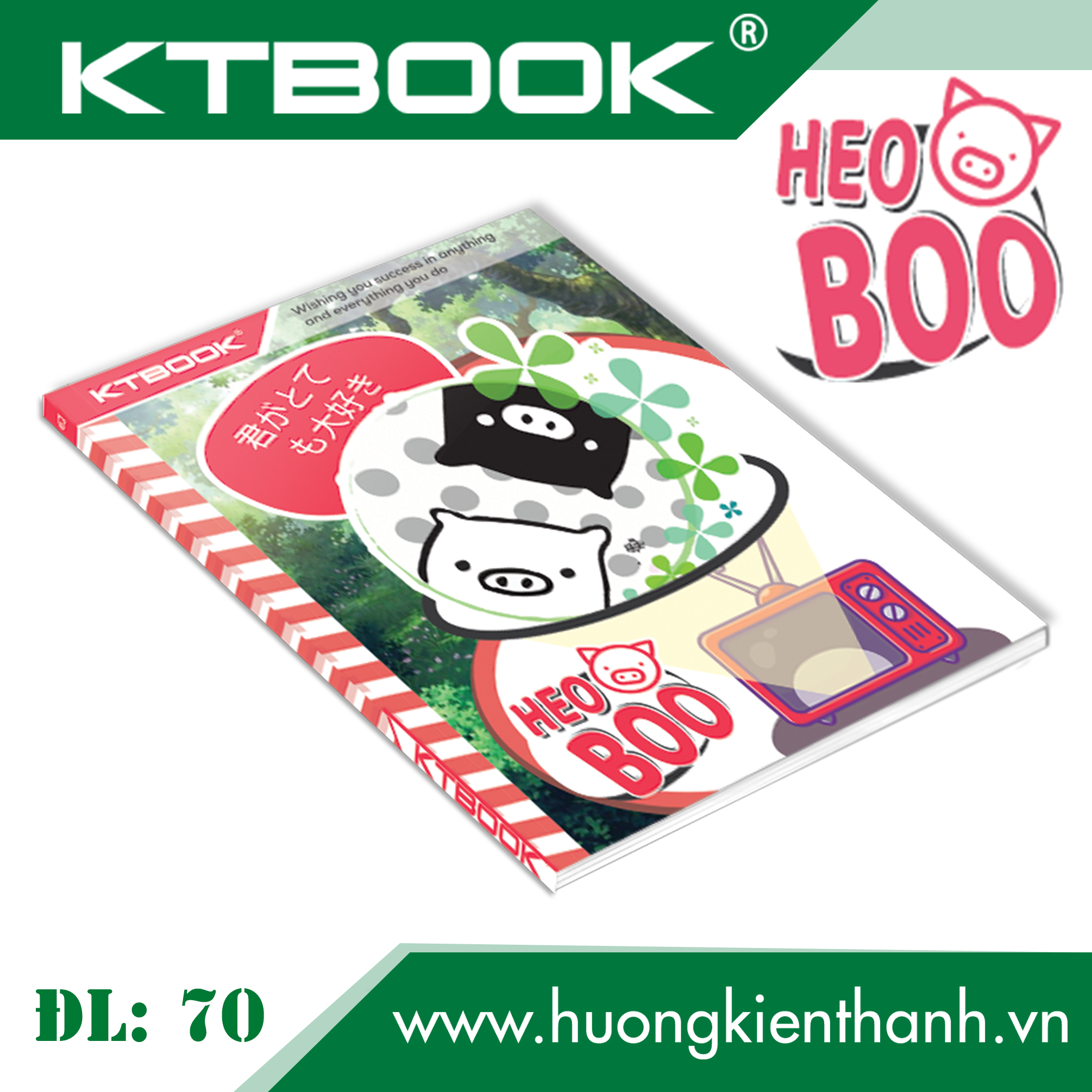 Gói 5 cuốn Tập học sinh cao cấp Heo Boo KTBOOK giấy trắng tốt ĐL 70 - 200 trang