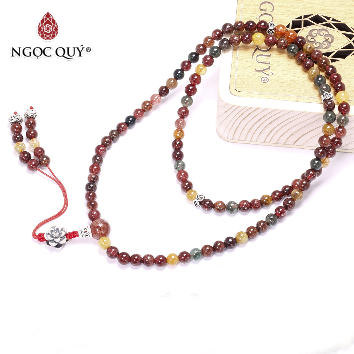 Chuỗi 108 hạt đá thạch anh tóc tam tài - Ngọc Quý Gemstones