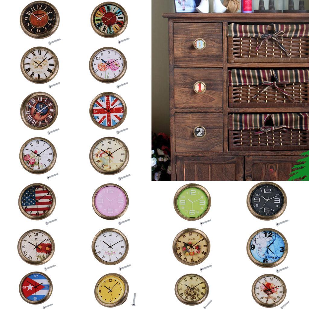 2pcs Retro Clock Cabinet Drawer Closet Handle Pull Cupboard Knob - Retro Key
