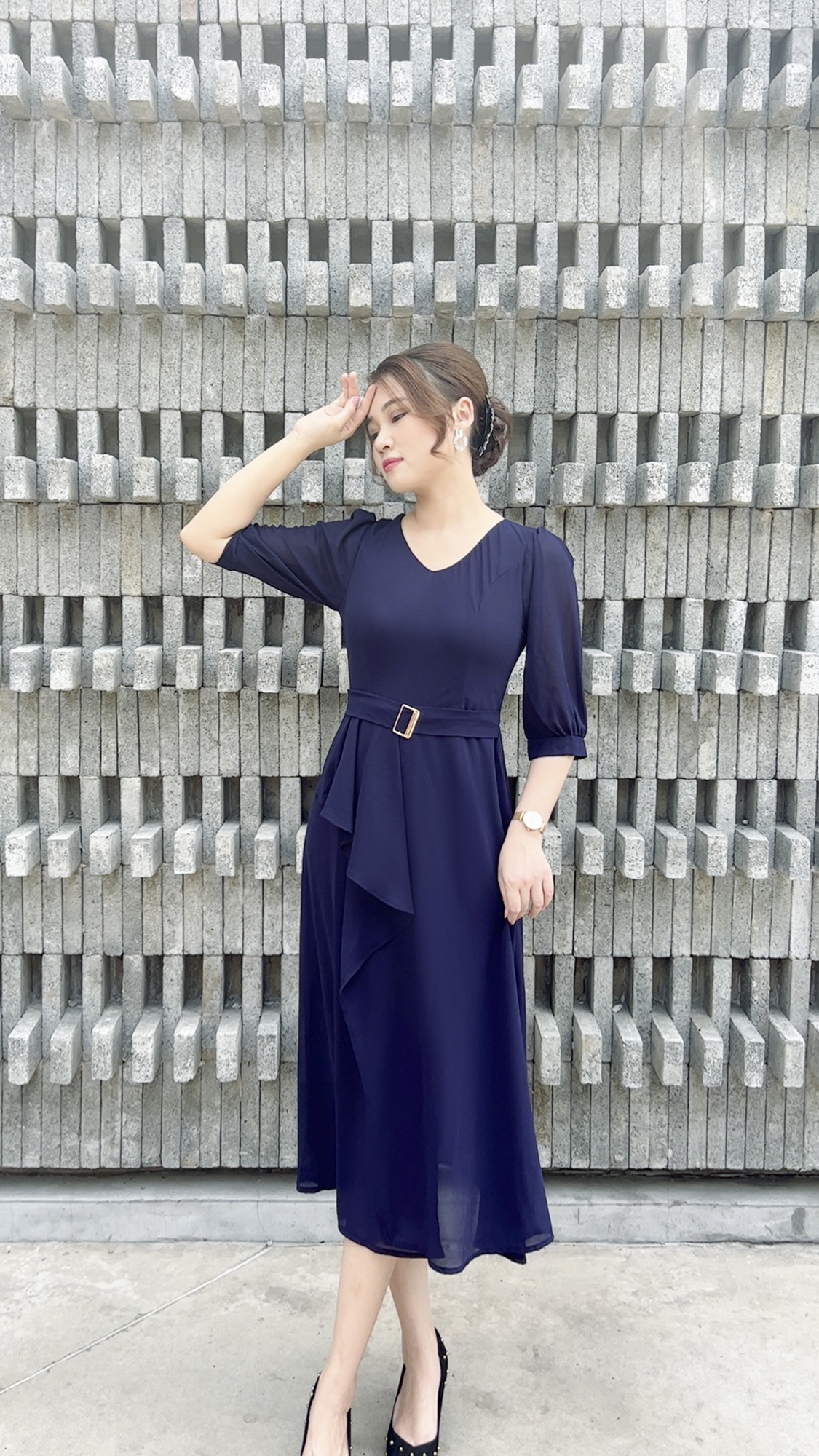 Đầm Quý Bà Sang Trọng [ Linh Trà ] (TM 481) Cao Cấp Vải Voan Chiffon Thoải Mái Quý Phái Bigsize Dễ Mặc Cho Tuổi Trung Niên