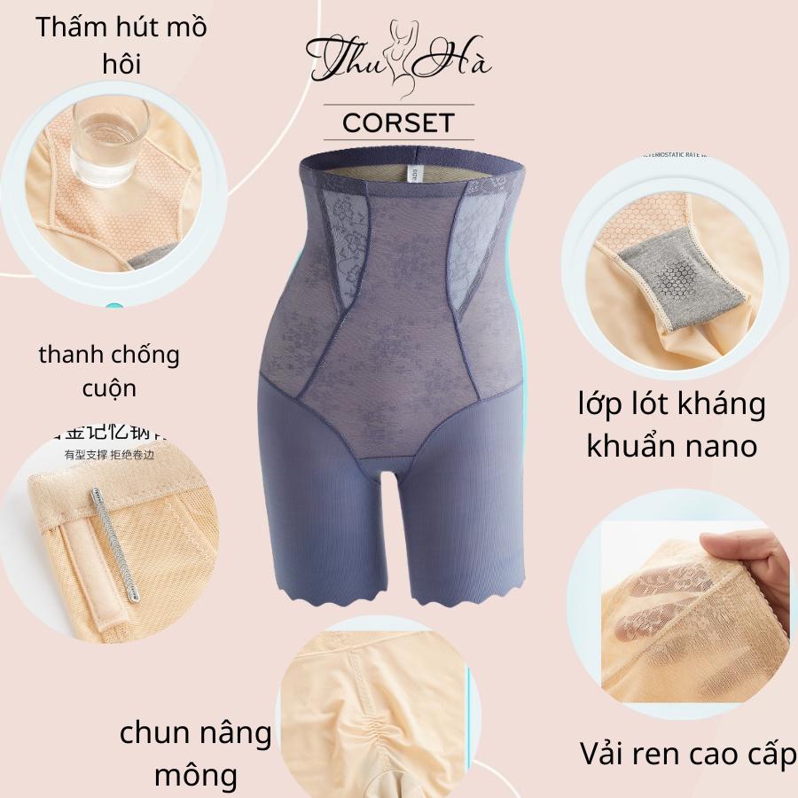 Quần gen nịt bụng cao cao, chất su lạnh phối ren CAO CẤP