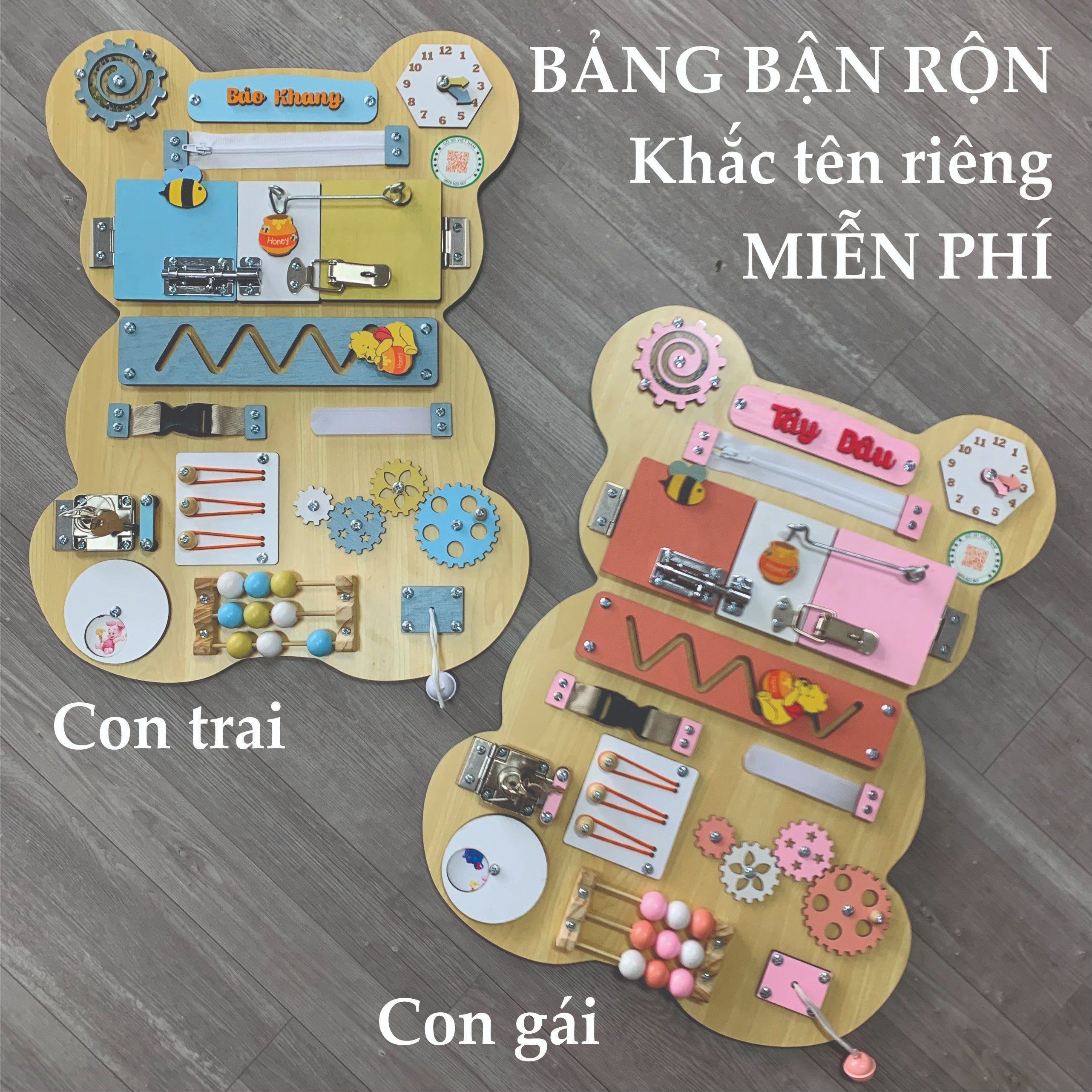 Bảng Bận Rộn Khắc Tên Riêng Cho Bé