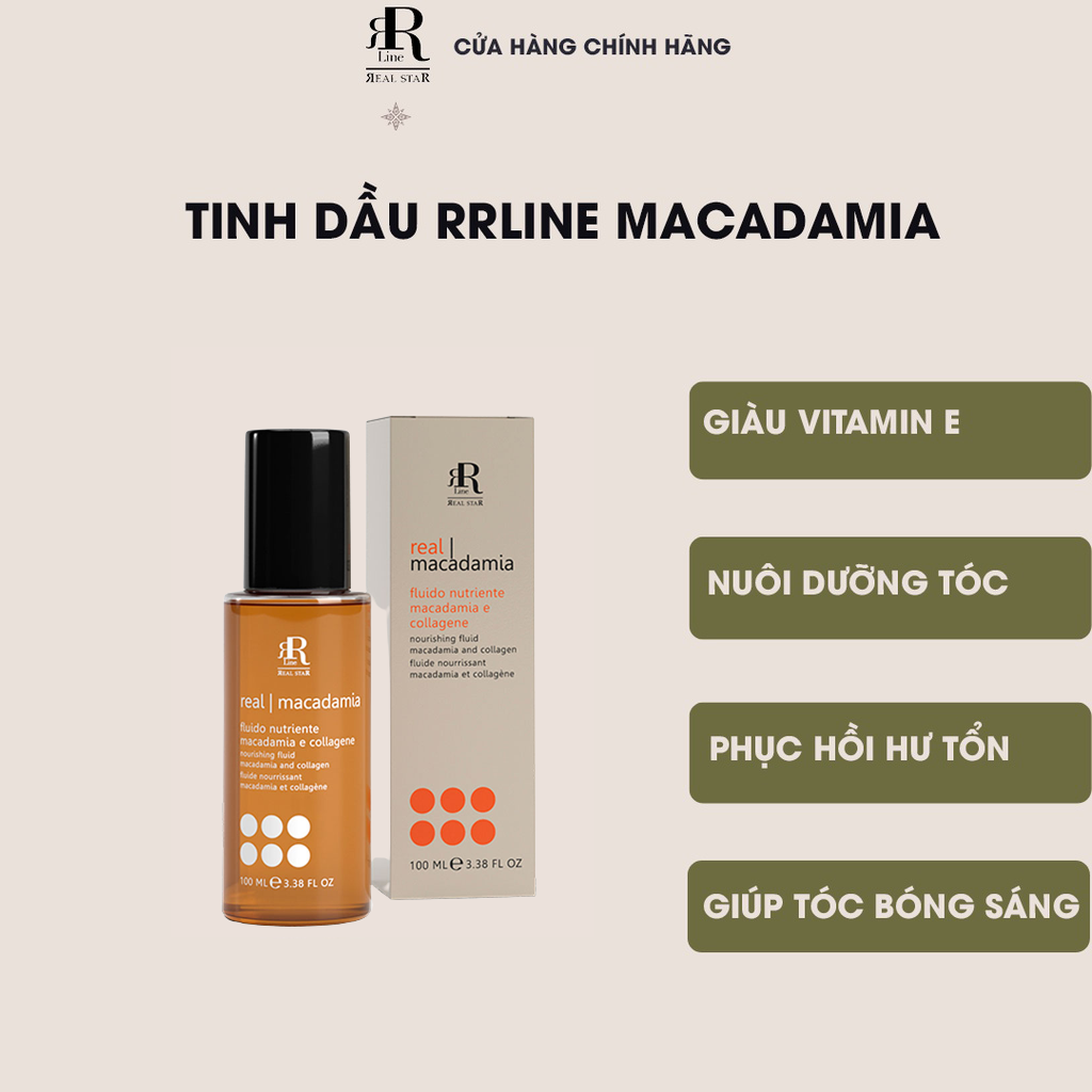 Tinh dầu phục hồi tóc hư tổn RRline Macadamia Star Fluid Collagen 100ml