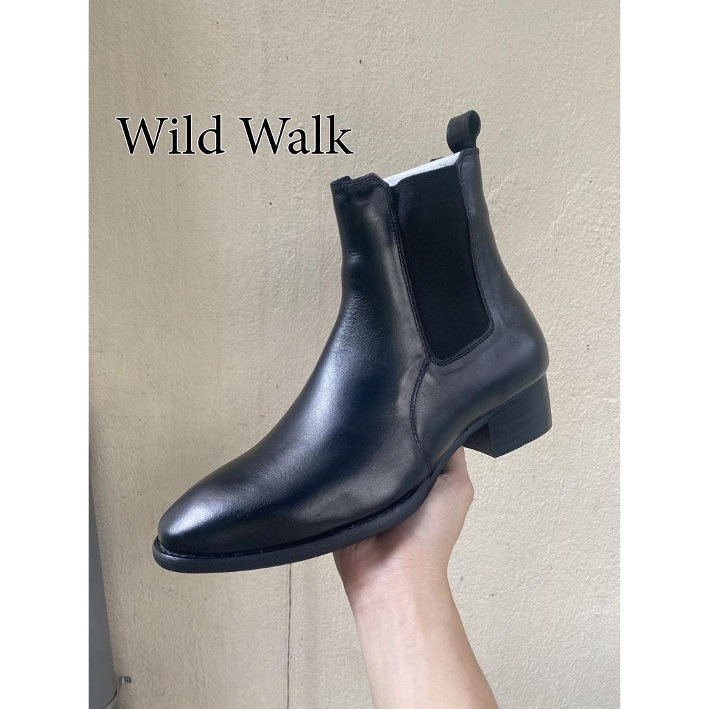 (cao cấp) 4cm Heels Chelsea Boots Classic đế gỗ, giày bốt nam