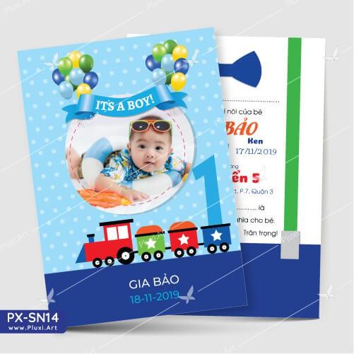 Thiệp thôi nôi – sinh nhật theo yêu cầu Pluxi
