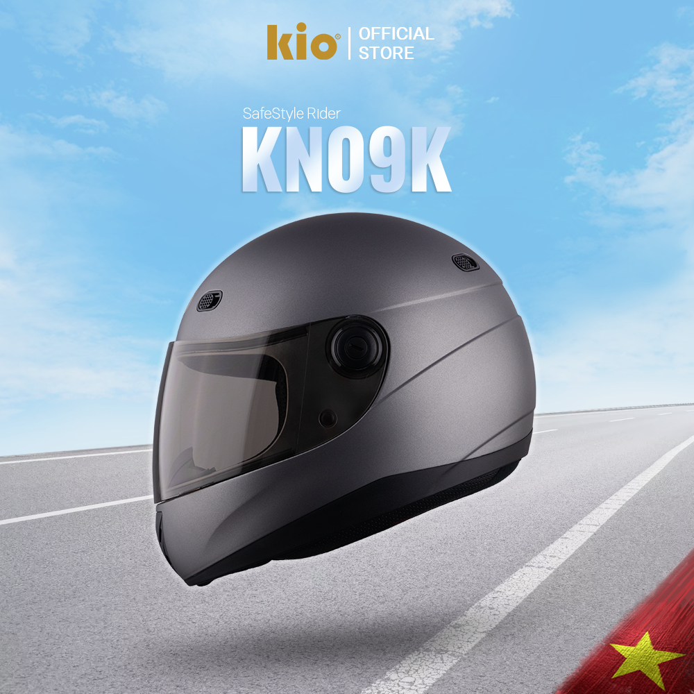 Mũ Bảo Hiểm Fullface Kio SafeStyle Rider KN09K, Kính Dài Phủ Nano Chống Tia UV, Lót Kháng Khuẩn Thoáng Khí - Xám Titan (nhám)