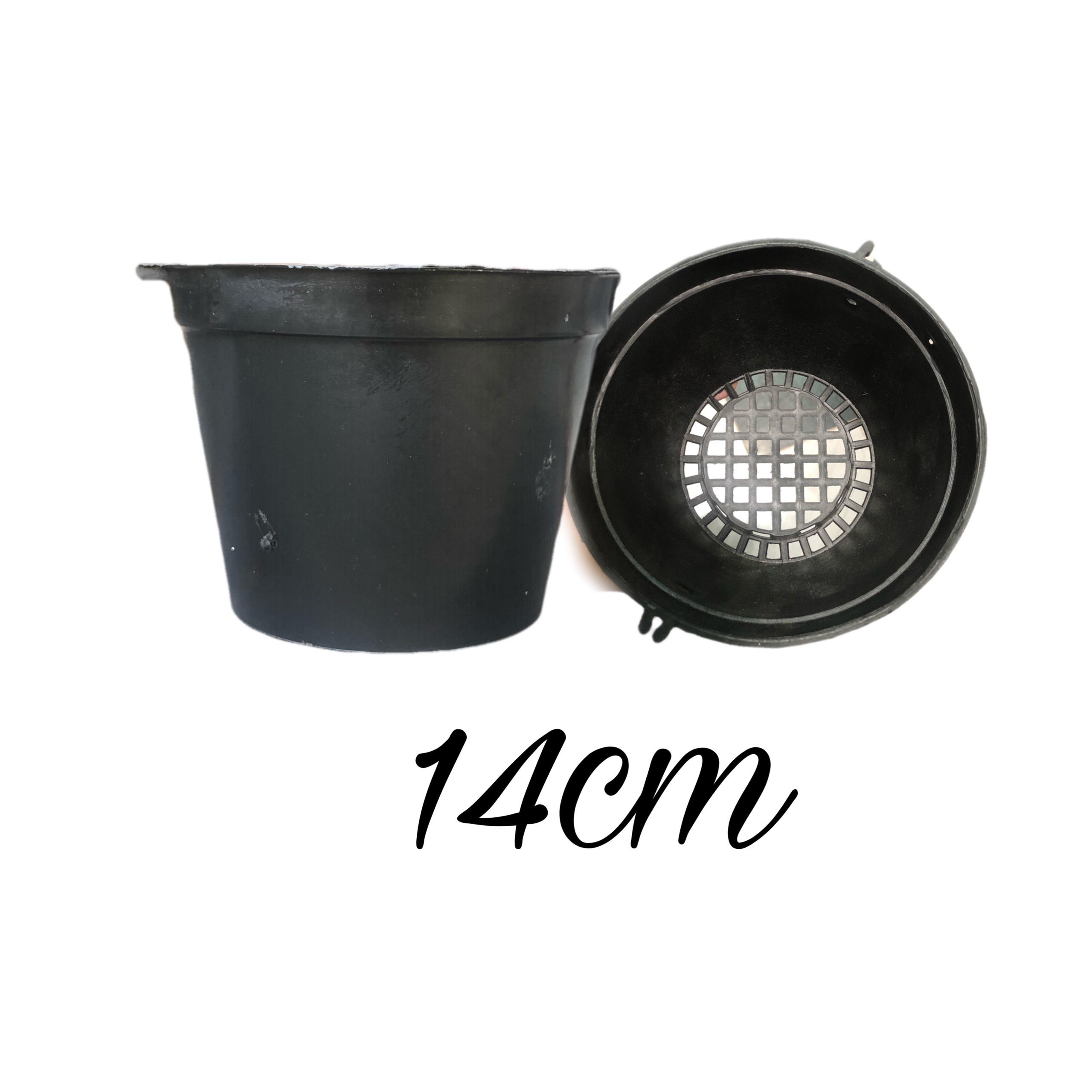 Chậu nhựa đen Bít lổ - f14cm