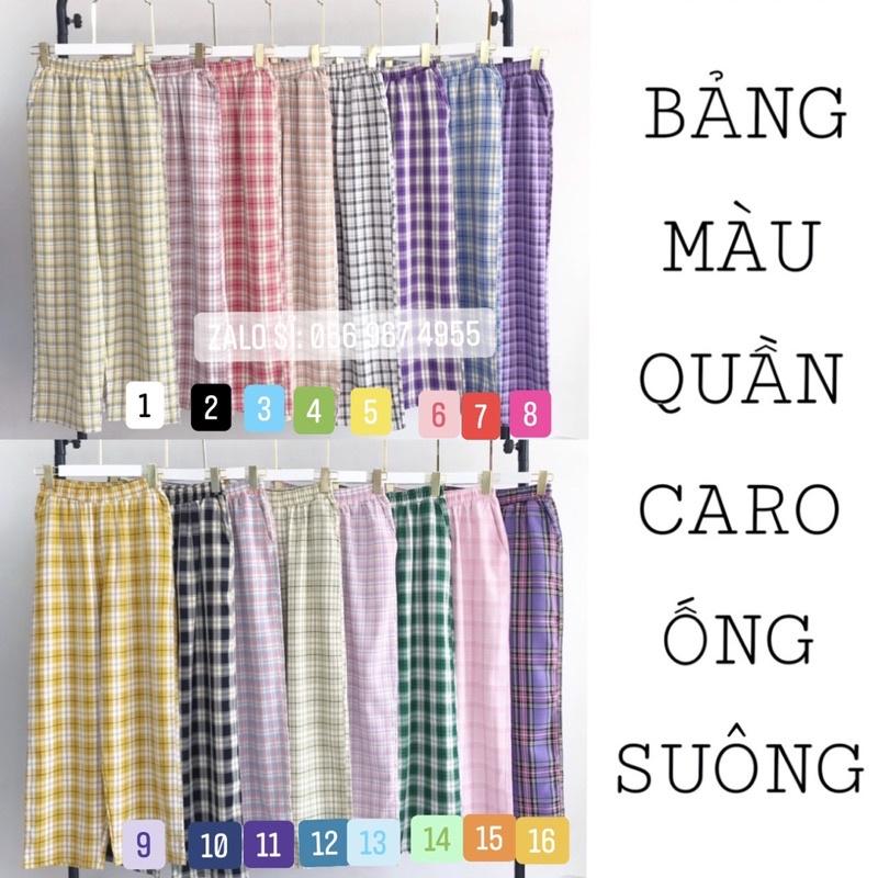 Quần caro ống rộng unisex ( ảnh thật