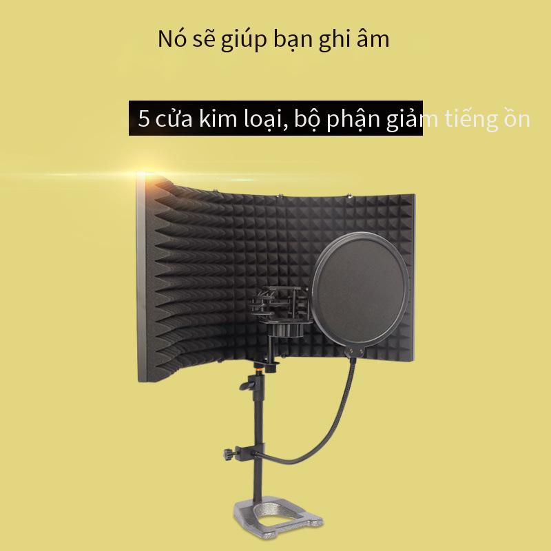 Vỏ cách âm kim loại năm cửa đặc biệt micrô giảm tiếng ồn ghi âm micrô màn hình chống gió ba cửa K bài hát phụ kiện hấp thụ âm thanh trực tiếp