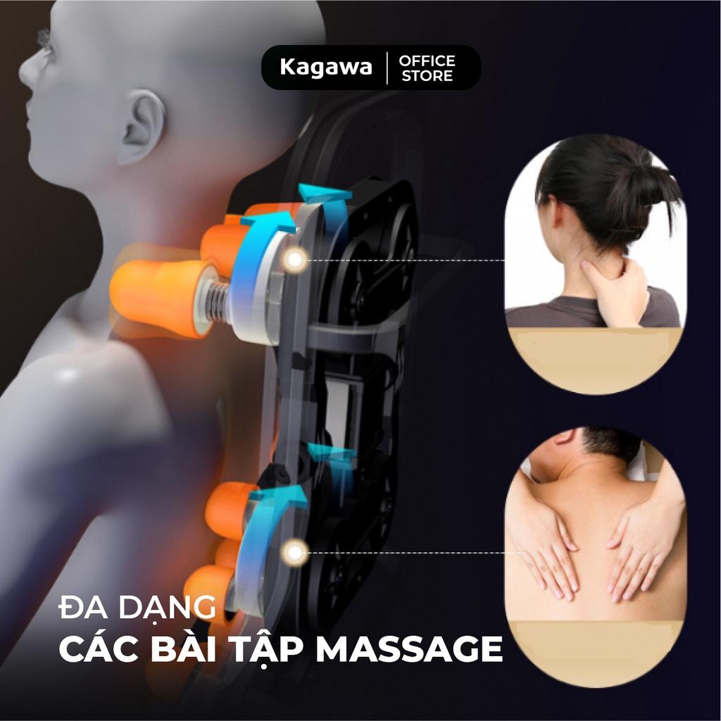 Ghế massage toàn thân Kagawa K6 Pro con lăn 4D, đa chức năng, tự động xoa bóp từ cổ, vai, gáy đến chân