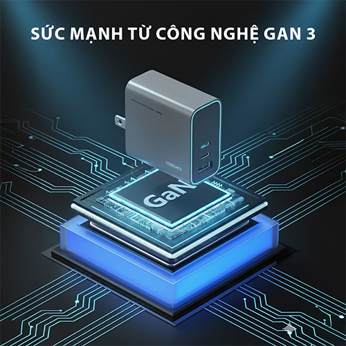 Cốc sạc Cuktech GaN 1USB 2Type-C 65W AD653C- Hàng chính hãng