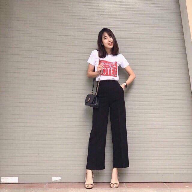 Quần ống sớ dài màu đen sang trọng