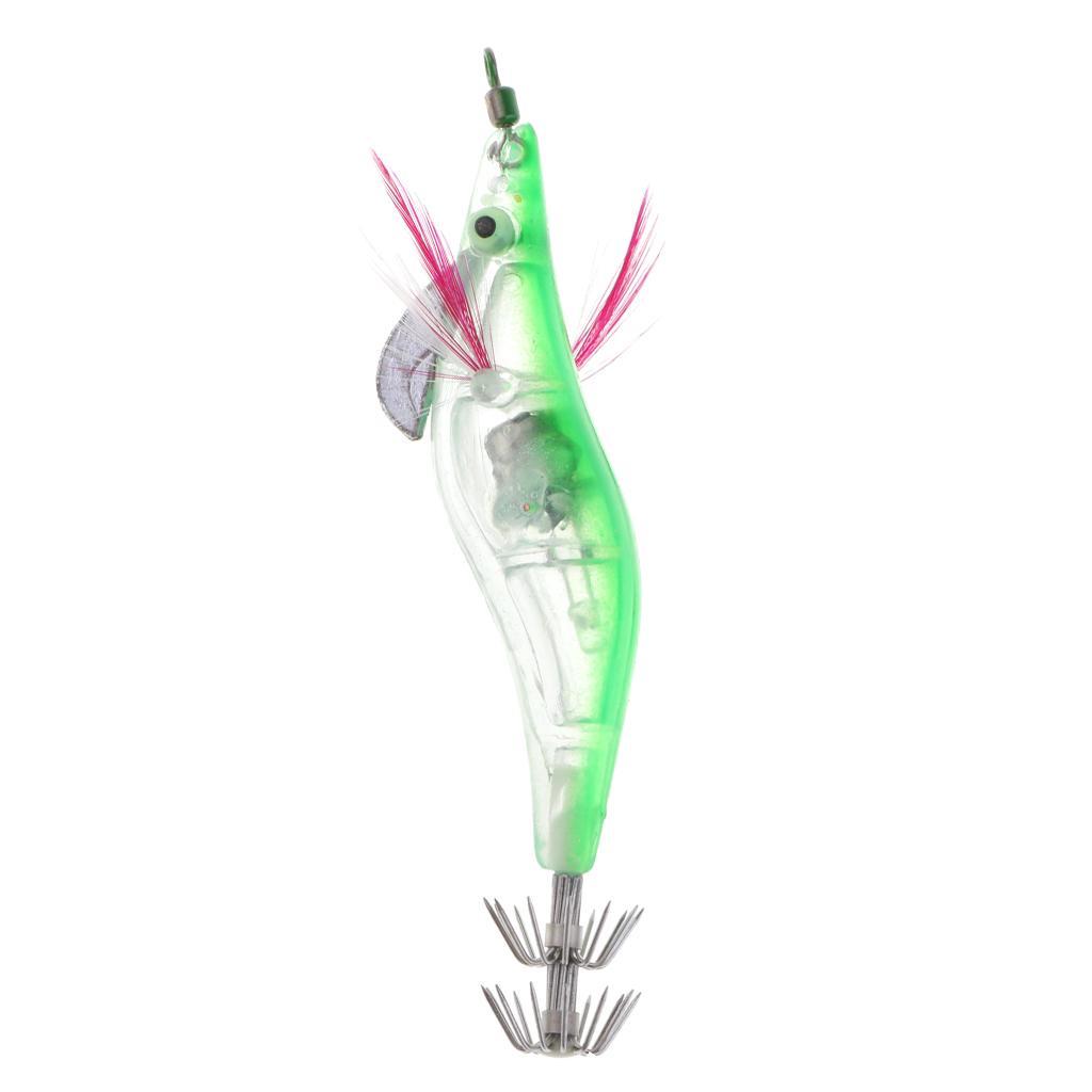 Glow In Dark Squid Jigs Hooks Green Shrimp Fishing Lures With Luminous Hook