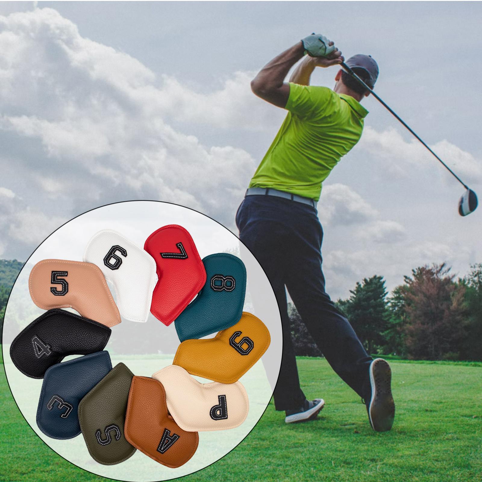 20Pcs Deluxe Golf Iron Headcover 3-9,P,S,A Club Embroidery Number Solid Color Head Cover Club Reused Golf Set Guard for Irons All Brands Men
