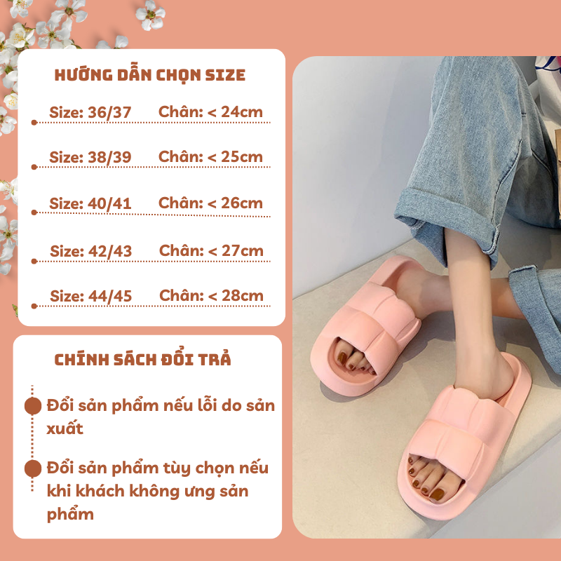 Dép nữ đế bánh mì cao 3.5CM quai ngang Chao nhựa cao cấp nhẹ bền đẹp êm style hàn quốc - 3246