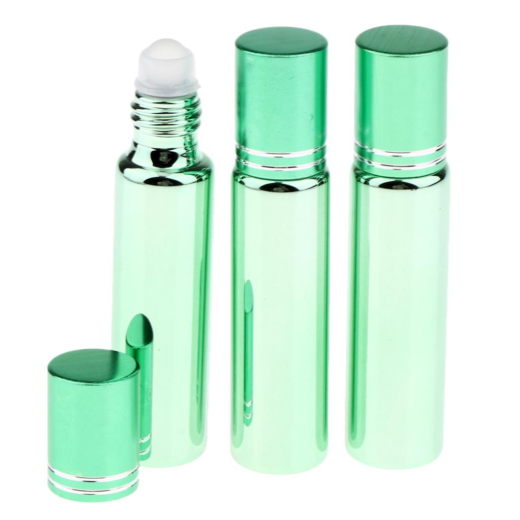 3x Empty Refillable Container Essential Oil Roller Bottles Glass Vials 10ml