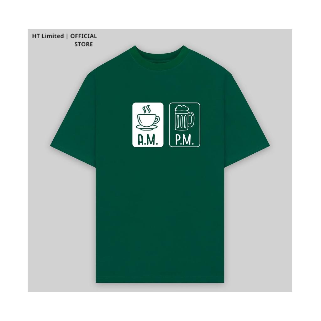 Áo thun tay lỡ thiết kế Unisex họa tiết sáng cafe tối beer basic local brand HT Limited, 100% Cotton Cao Cấp dày mát