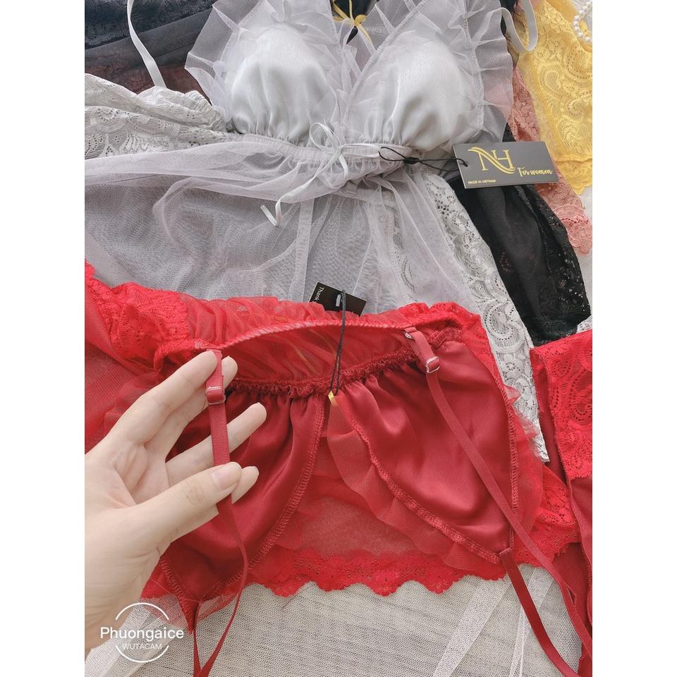 Bộ ngủ sexy ren xuyên thấu siêu gợi cảm, bộ 2 dây nữ sexy quyến rũ- Phuongaliceshop