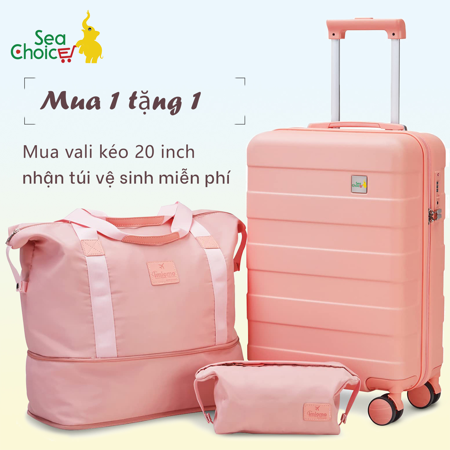 Vali du lịch Sea Choice chất liệu Vỏ Cứng ABS có tặng Túi Du Lịch Có Thể Mở Rộng nhiều Size 20/24/28'' khóa TSA / khoáYKK- Bảo hành 5 năm