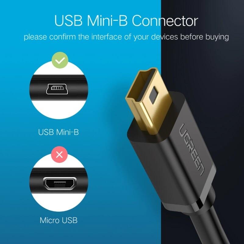 Ugreen UG10385US132TK 1.5M màu Đen Cáp sạc truyền dữ liệu USB 2.0 sang MINI USB đầu mạ vàng - HÀNG CHÍNH HÃNG