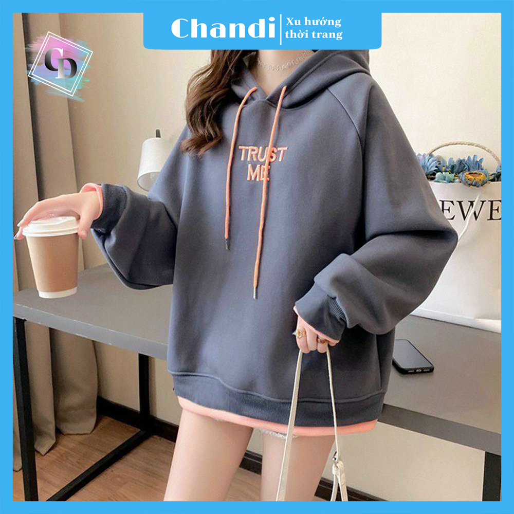 Áo khoác nữ hoodie , mẫu mới thu đông Chandi Kèm Ảnh Thật 2021 HD10