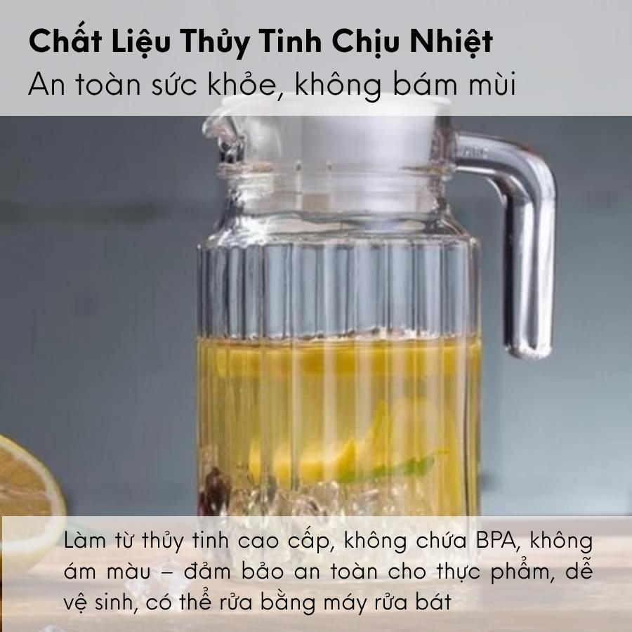 Bình đựng nước, pha trà thủy tinh Luminarc Quadro G2667/23369, dung tích 0.5L, dùng máy rửa bát | Hàng chính hãng