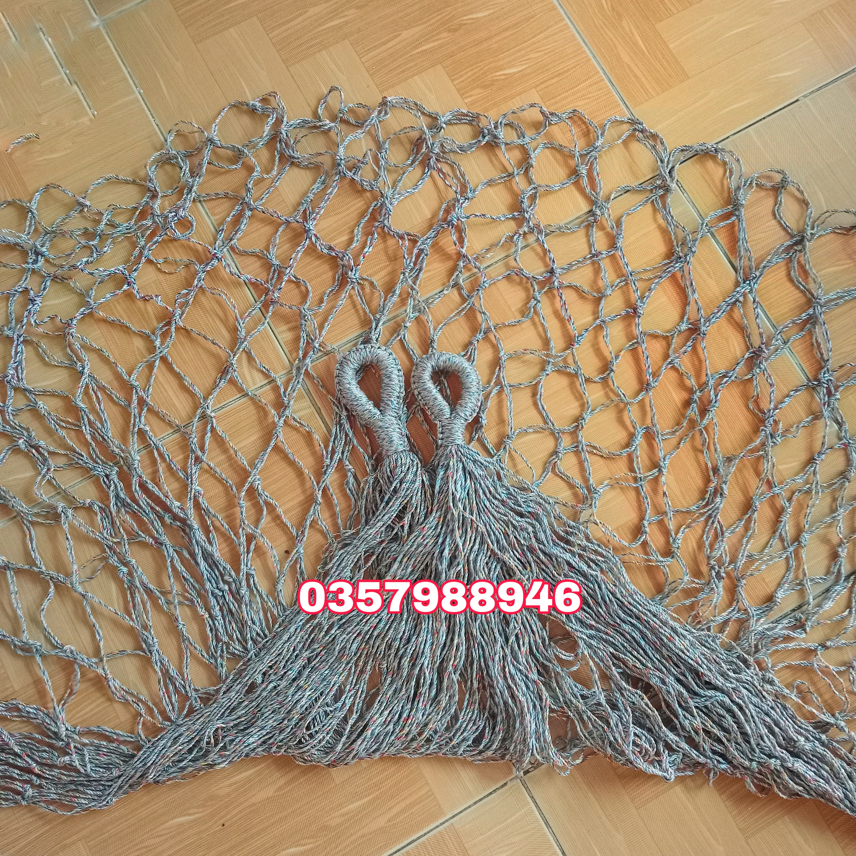 Võng lưới đan tay thủ công dây dù bó đầu chắc chắn, võng lưới treo du lịch dã ngoại