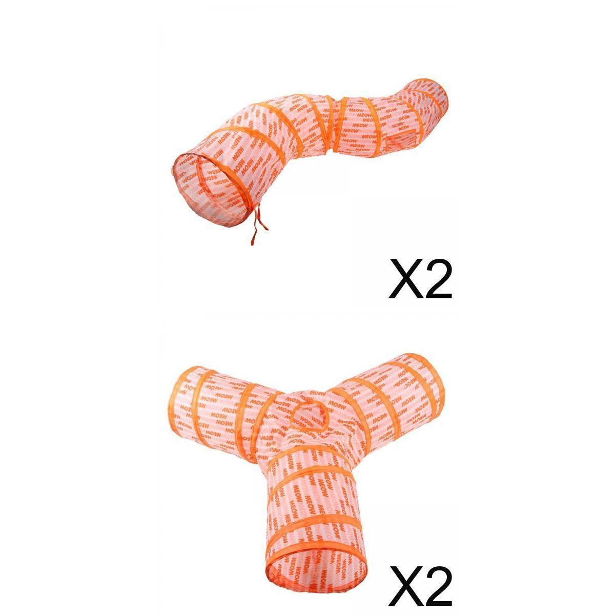 4 Pieces Cat Foldable Tunnel Toy for Bunny Kitten Small Animal Play Tunnel