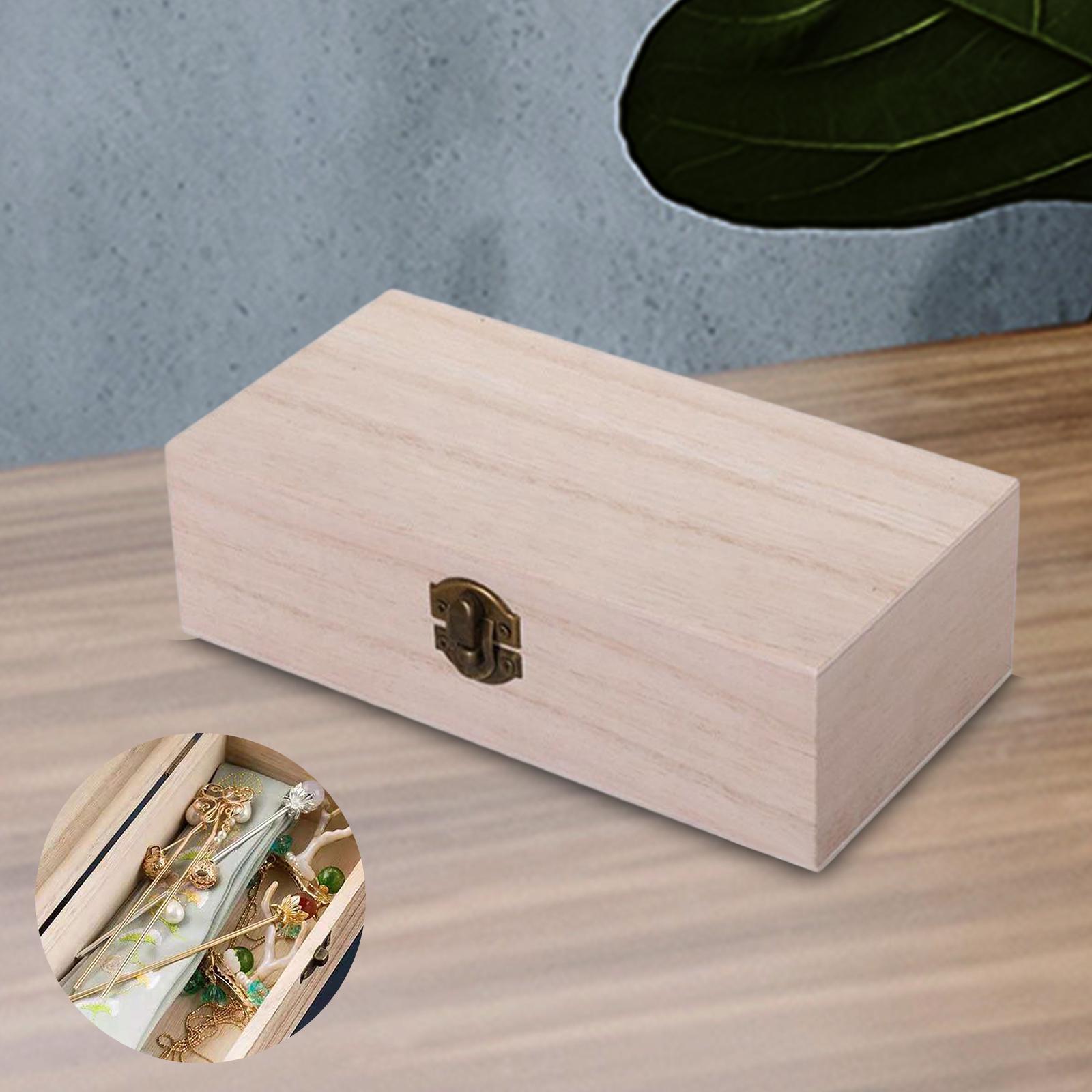 Wooden Storage Box Rectangular Organizer Empty Gift Packaging Box Wooden Box