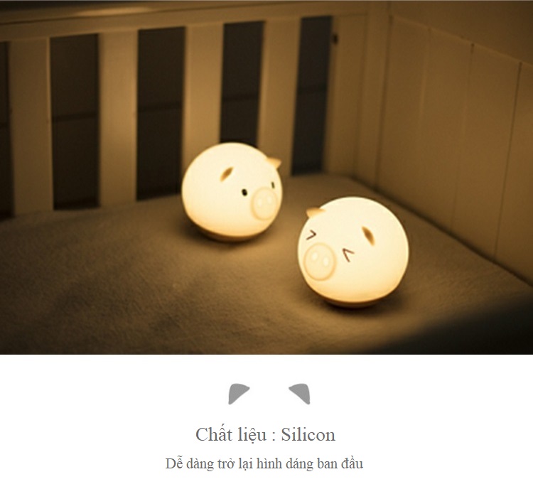 Đèn Ngủ Silicon Hình Con Heo Ngộ Nghĩnh, Siêu Cute