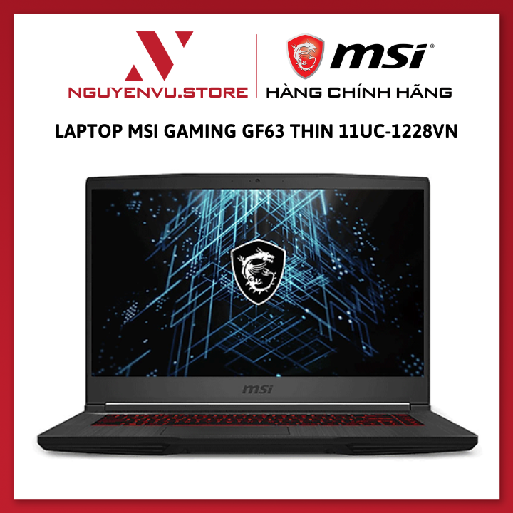 Laptop MSI Gaming GF63 Thin 11UC-1228VN (i7-11800H/8GB RAM/512GB SSD/RTX3050 4GB/15.6 inch FHD 144Hz/Win11/Đen) - Hàng Chính Hãng