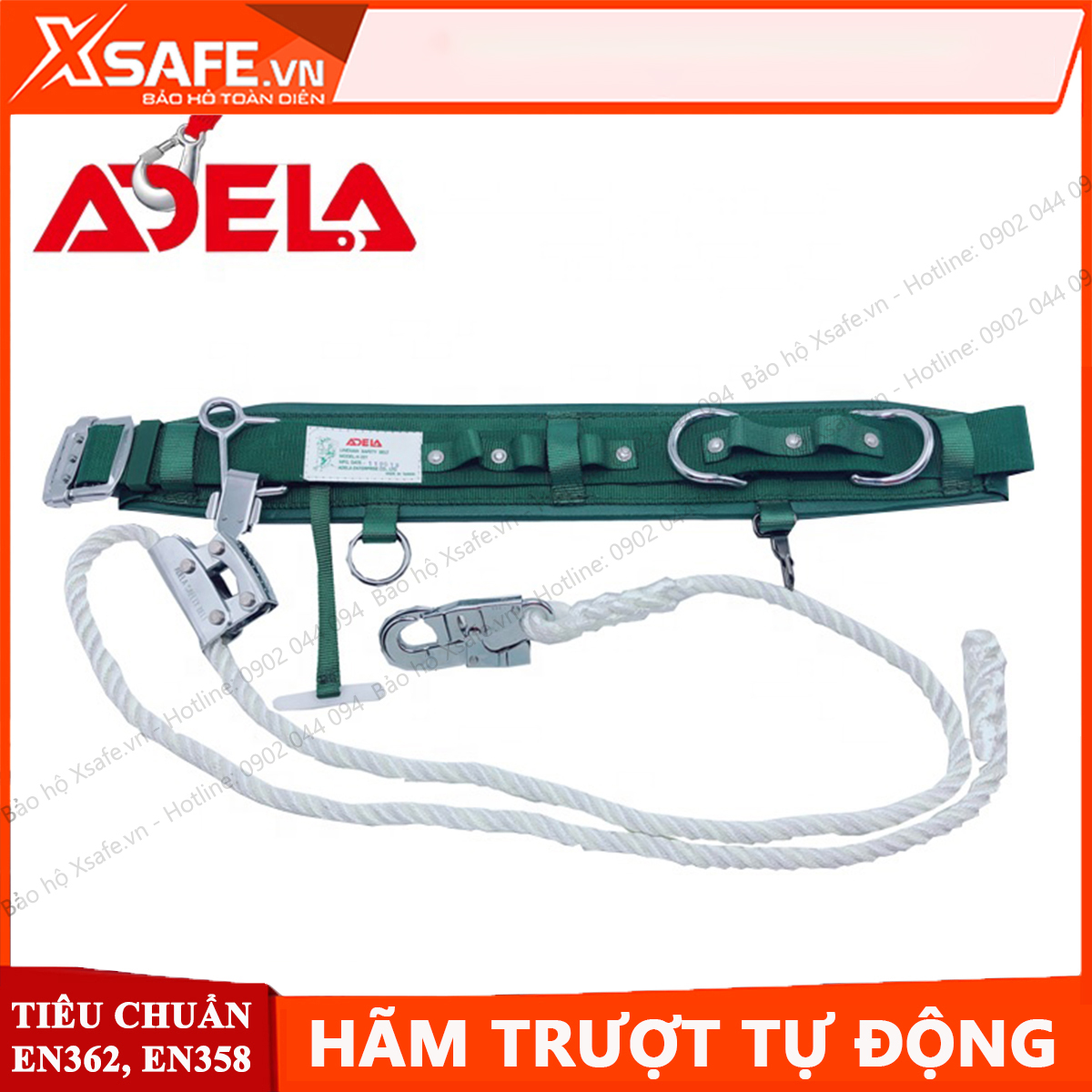 Đai an toàn điện lực Adela H227 -Dây an toàn đai bụng 2 khóa định vị chữ D - CHÍNH HÃNG [XTOOLs]