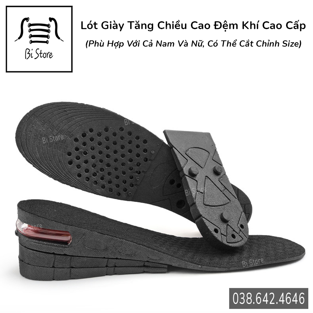 [Bán theo cặp] Lót giày tăng chiều cao 1,5 - 7,5cm có đệm khí cao cấp, thấm hút mồ hôi, thoáng khí, phù hợp với cả nam và nữ, chống trơn trượt (Cắt chỉnh size được tuỳ ý)